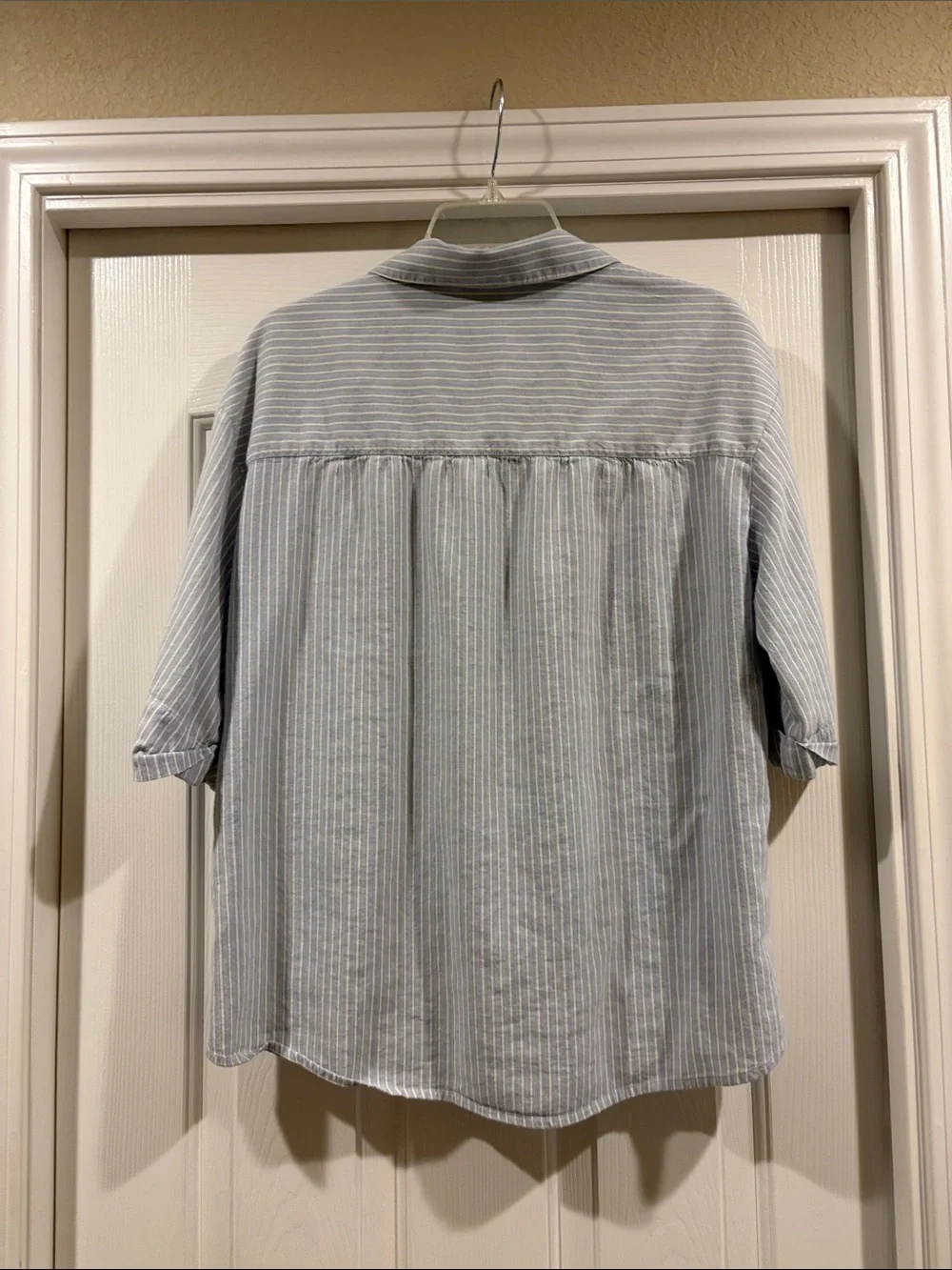 Baldwin Casual Striped Short-Sleeve Shirt - Light Blue size M - Picture 4 of 5